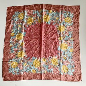 Albert Nipon for Collection XIIX Ltd Vintage 100% Silk Scarf Floral Pink Square